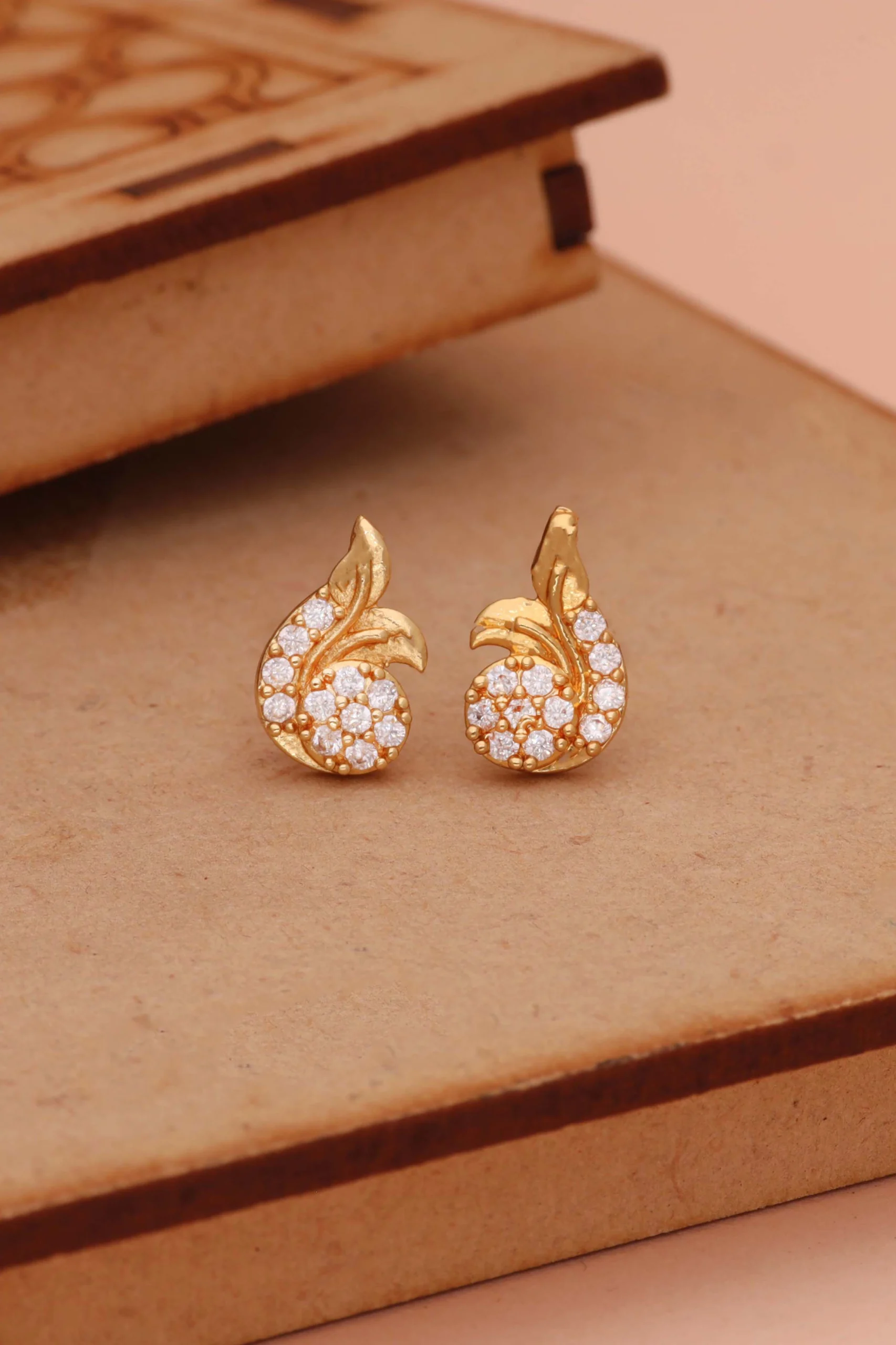 Diamond Look Gold Earrings - Image 2