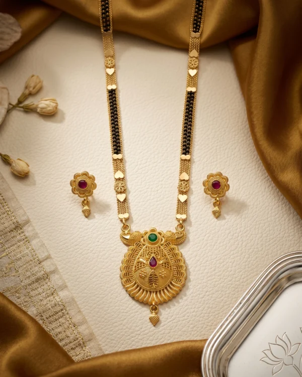Royal Peacock Gold-Plated Mangalsutra Set