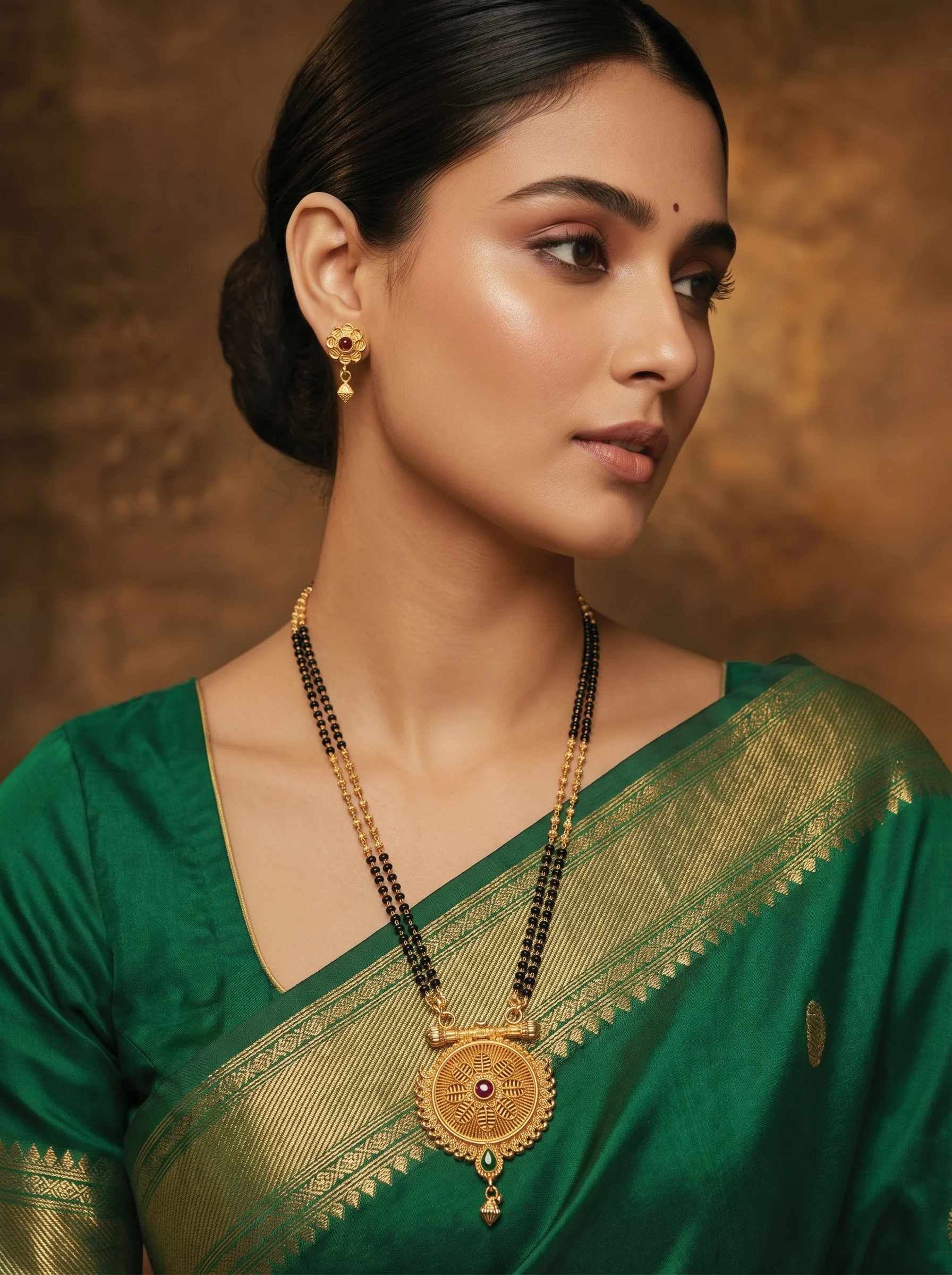 Royal Floral Gold-Plated Mangalsutra Set - Image 2