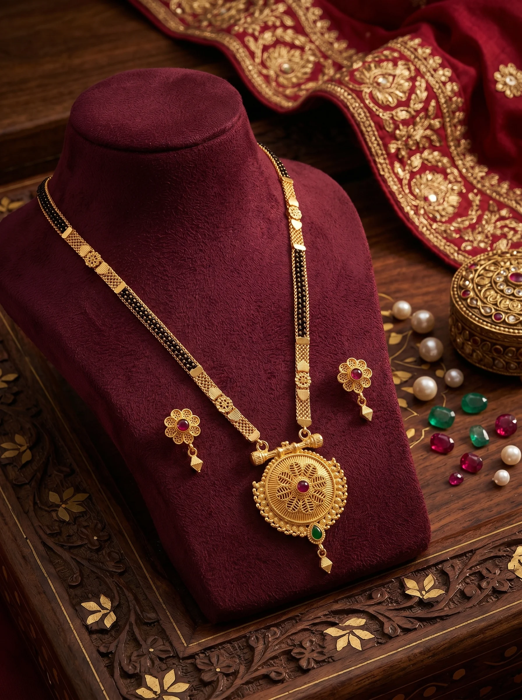 Floral Antique Mangalsutra Set - Image 2