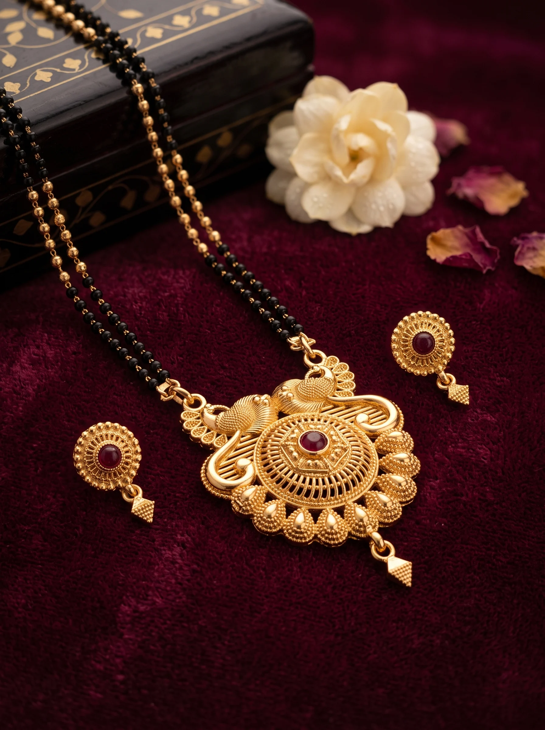 Antique Floral Designer Mangalsutra Set - Image 2