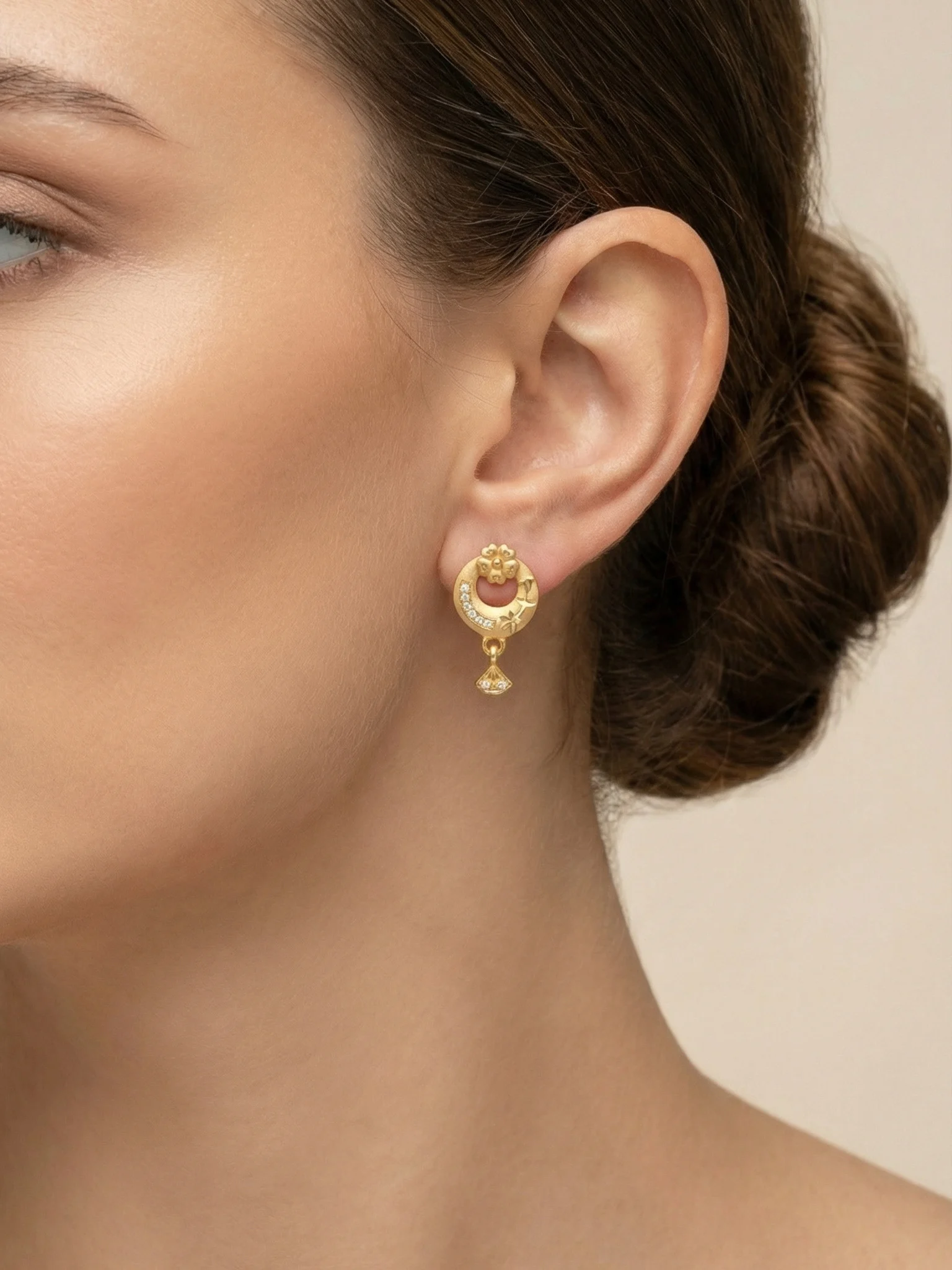 Contemporary Gold Earrings - Image 2