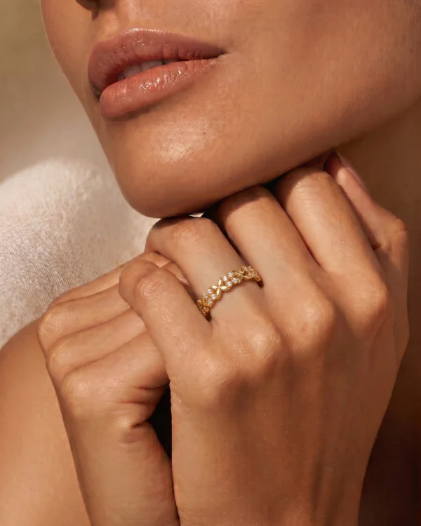 Gold Plated Floral Adjustable Ring