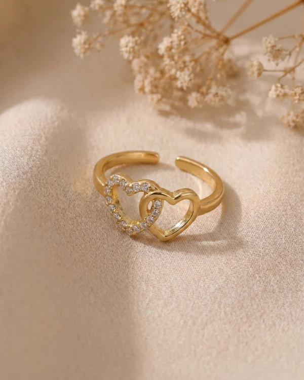 Gold Plated Double Heart Ring