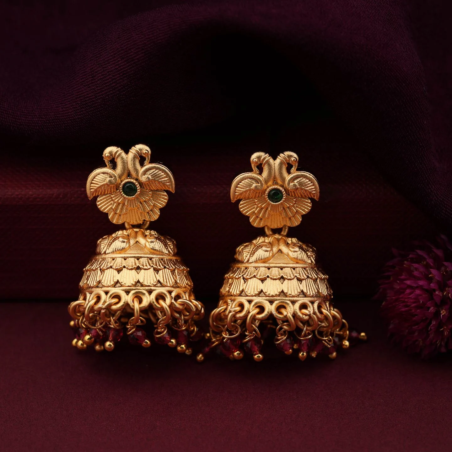 Party Wear Gold Jhumka - Image 2
