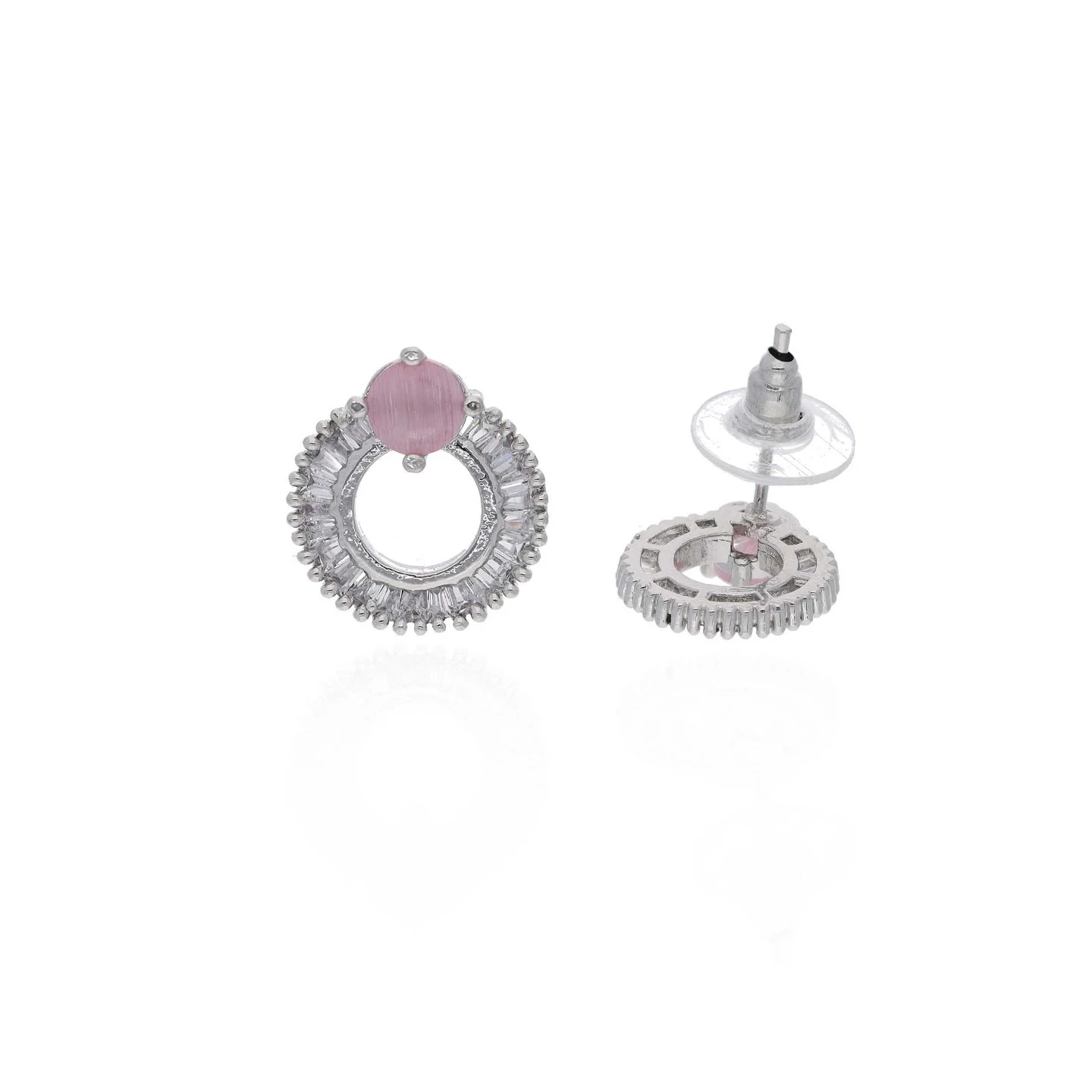 Sparkling Silver Stud Earrings - Image 4