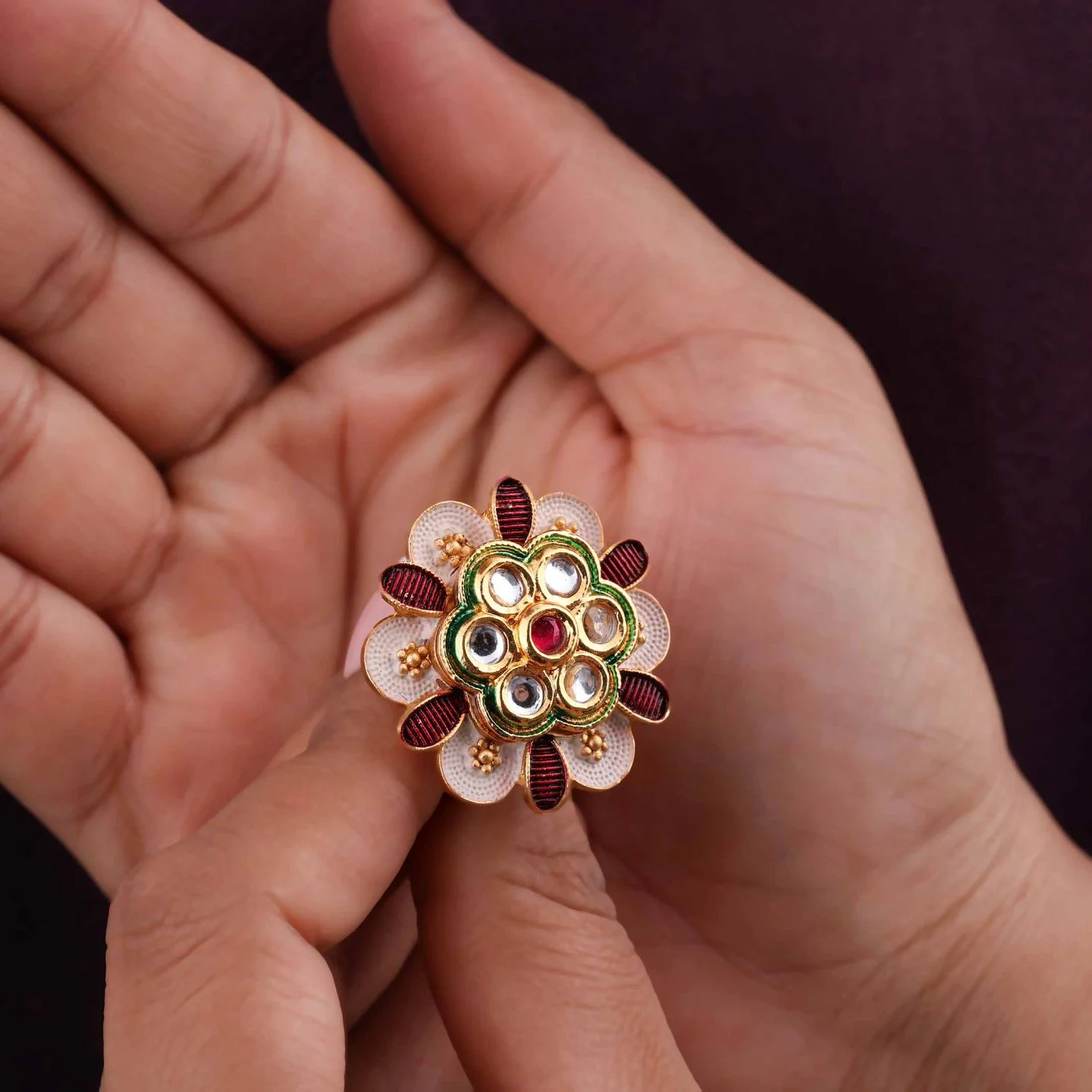 Antique Gold Floral Ring - Image 2