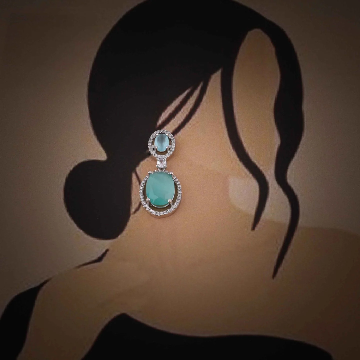 Floral Crystal Designer Earrings - Image 2