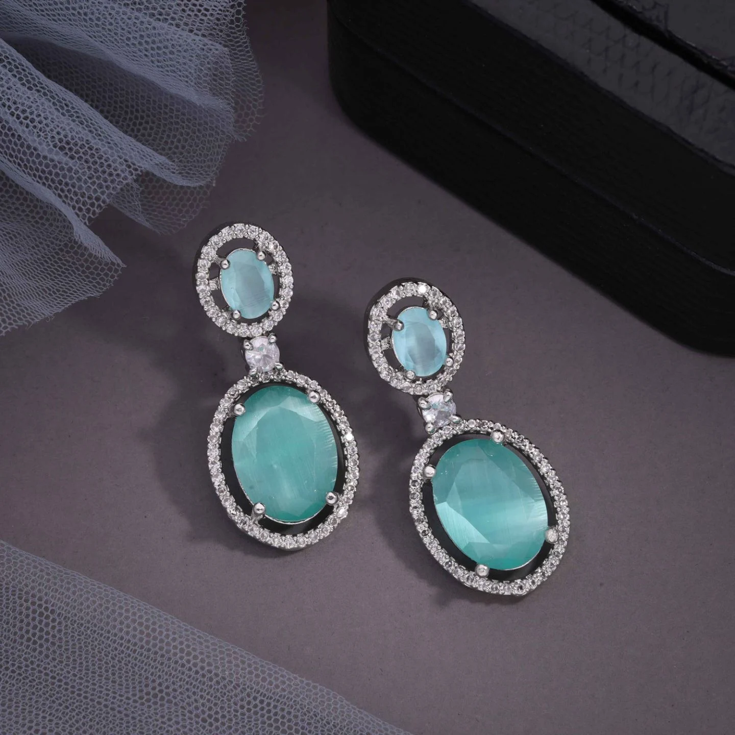 Floral Crystal Designer Earrings