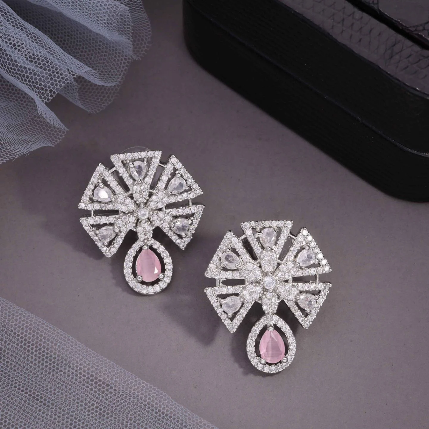 Floral Statement Earrings - Image 3