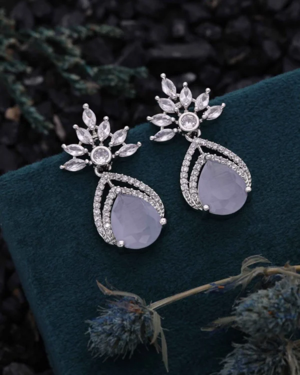 Elegant White Stone Drop Earrings