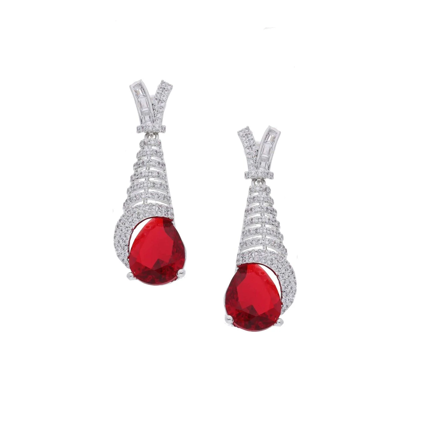 Silver Finish Drop Earrings - Image 3
