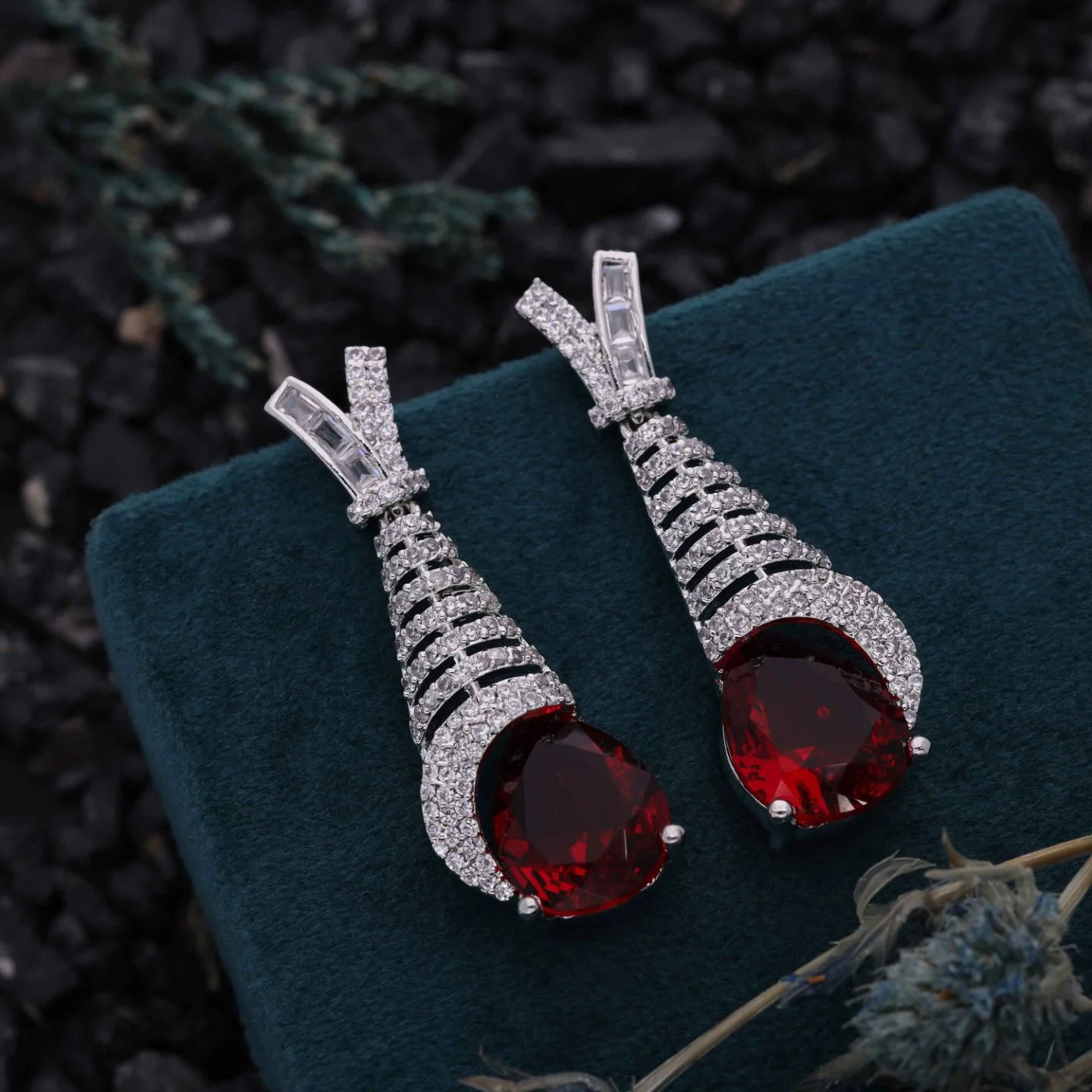 Silver Finish Drop Earrings