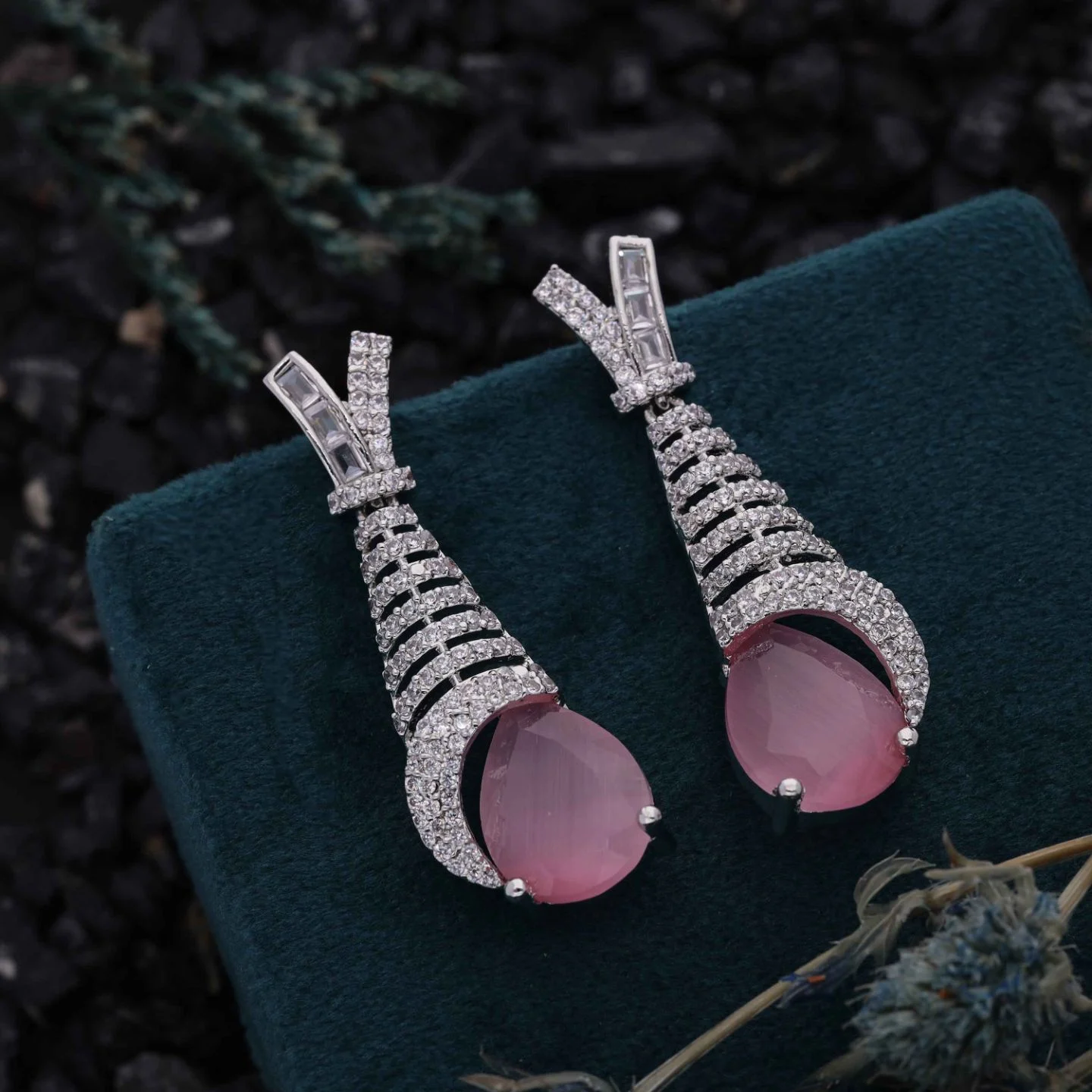 Diamond Look Drop Earrings - Image 4