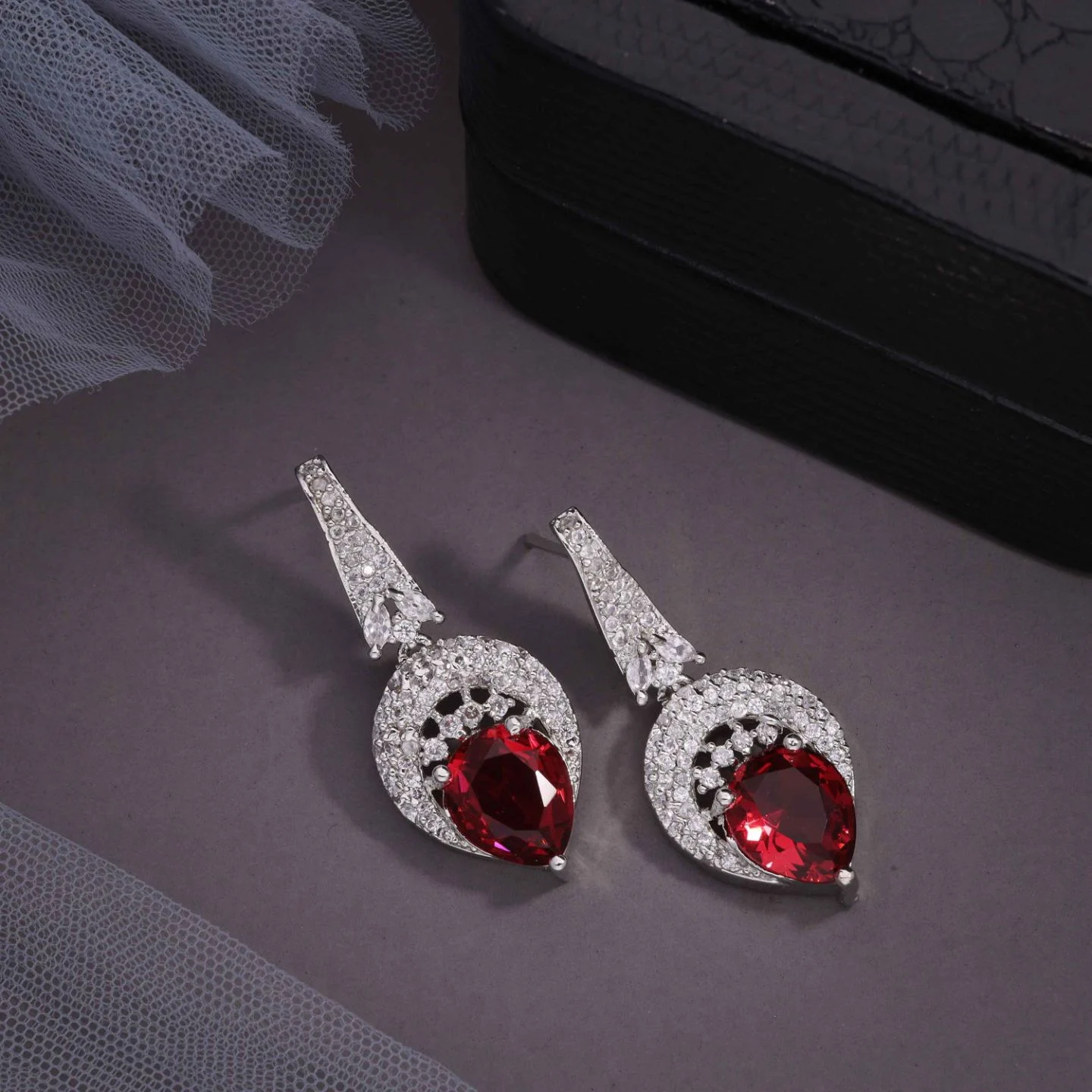 Floral Crystal Earrings - Image 2