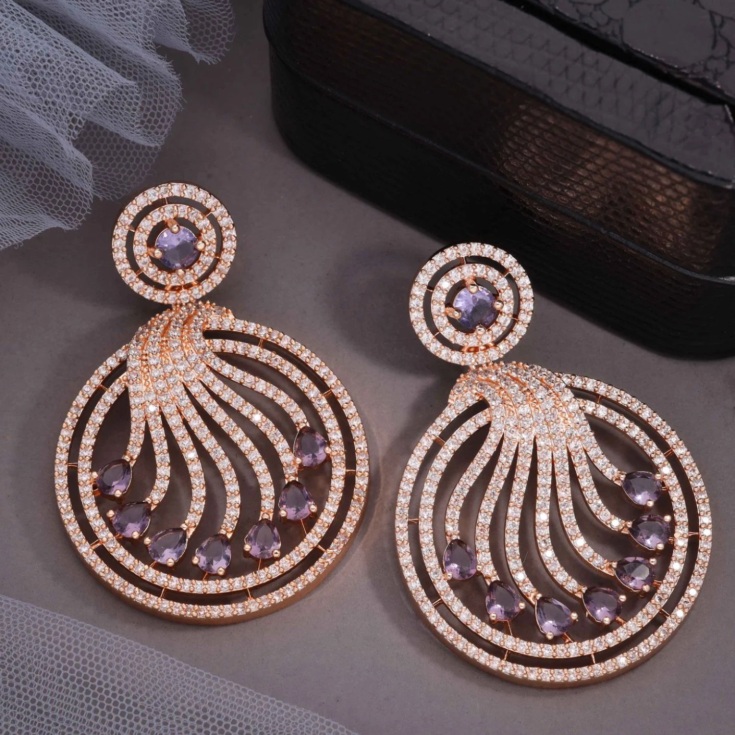 Designer Mint Stone Earrings - Image 3