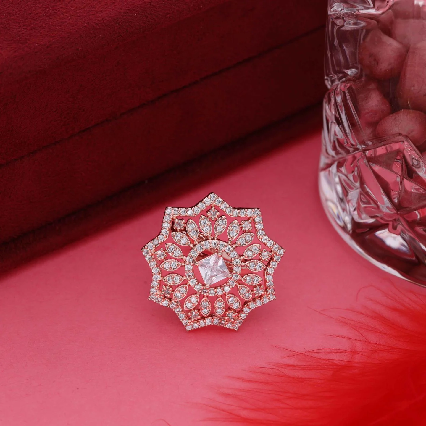 Rose Gold Crystal Ring - Image 2