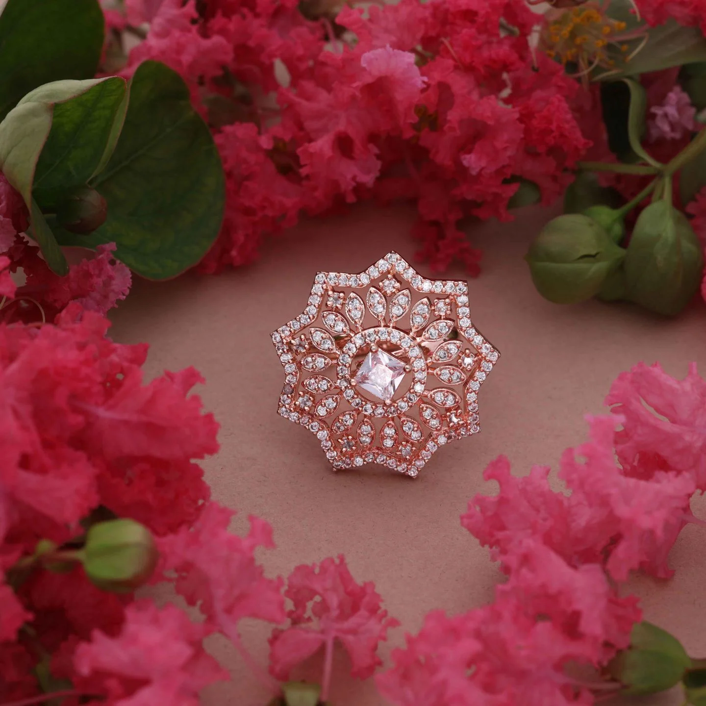 Rose Gold Crystal Ring - Image 3