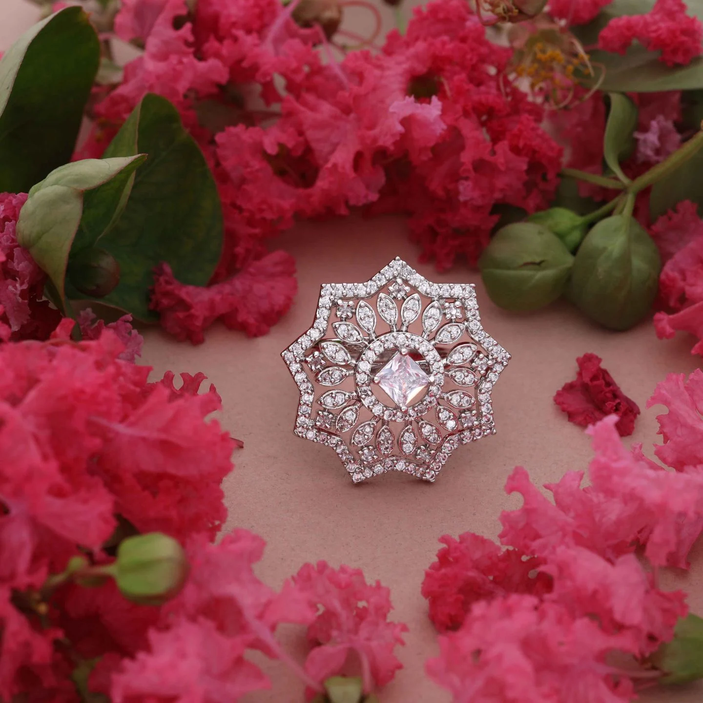 Silver Plated Flower Ring - Image 3