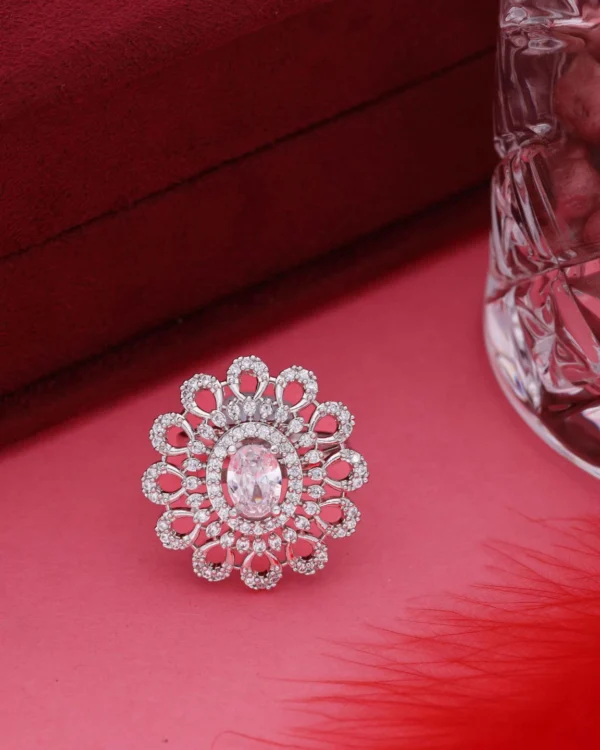 Silver Crystal Fashion Ring