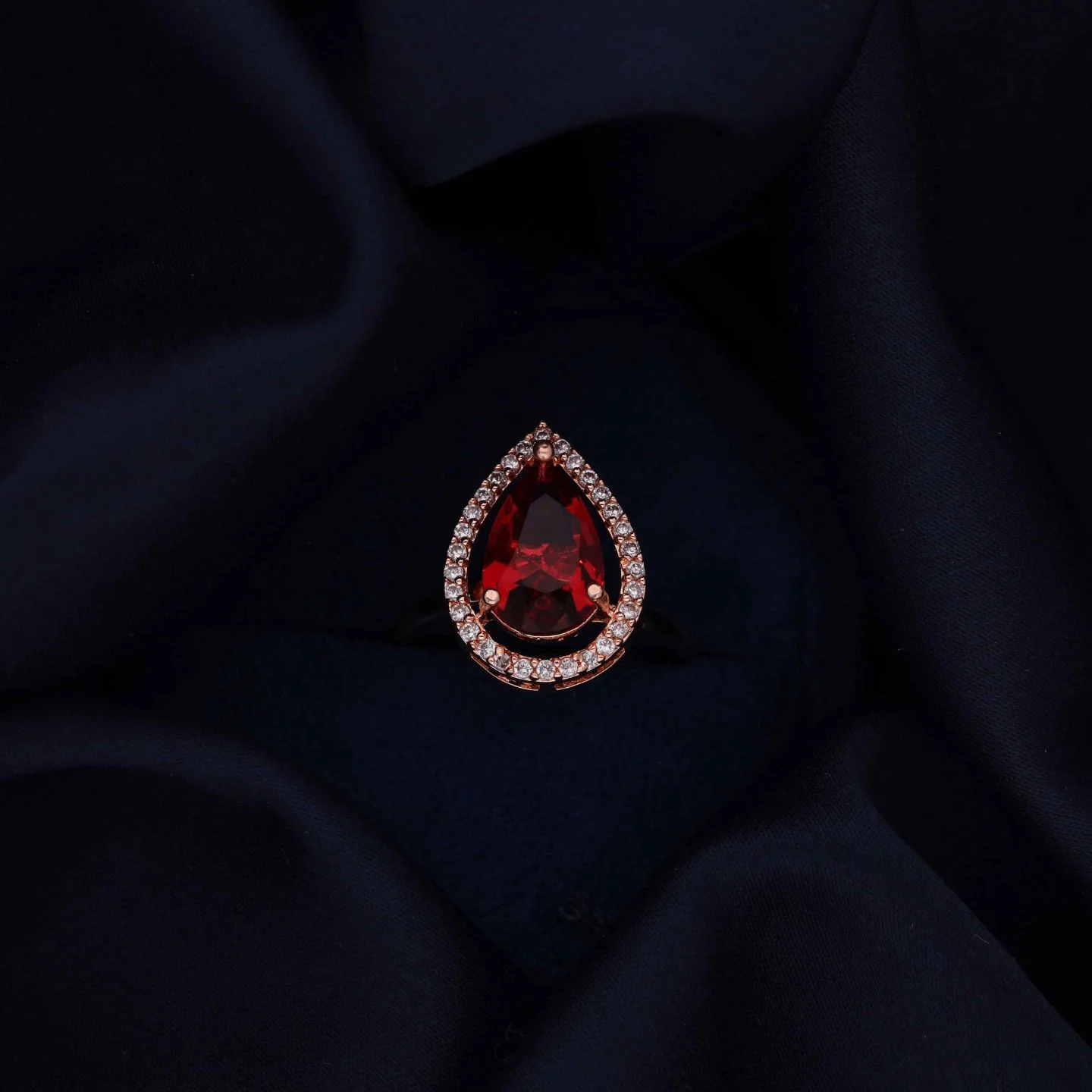 Royal Rose Gold Crystal Statement Ring - Image 3