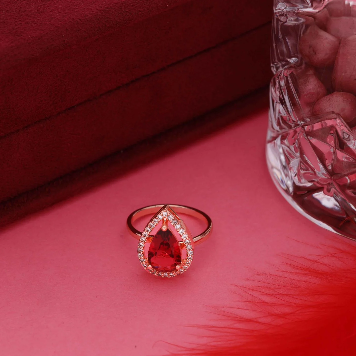 Royal Rose Gold Crystal Statement Ring - Image 2