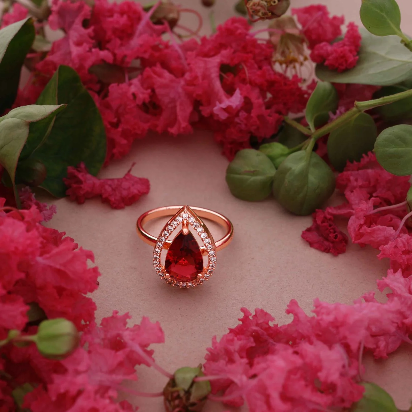 Royal Rose Gold Crystal Statement Ring