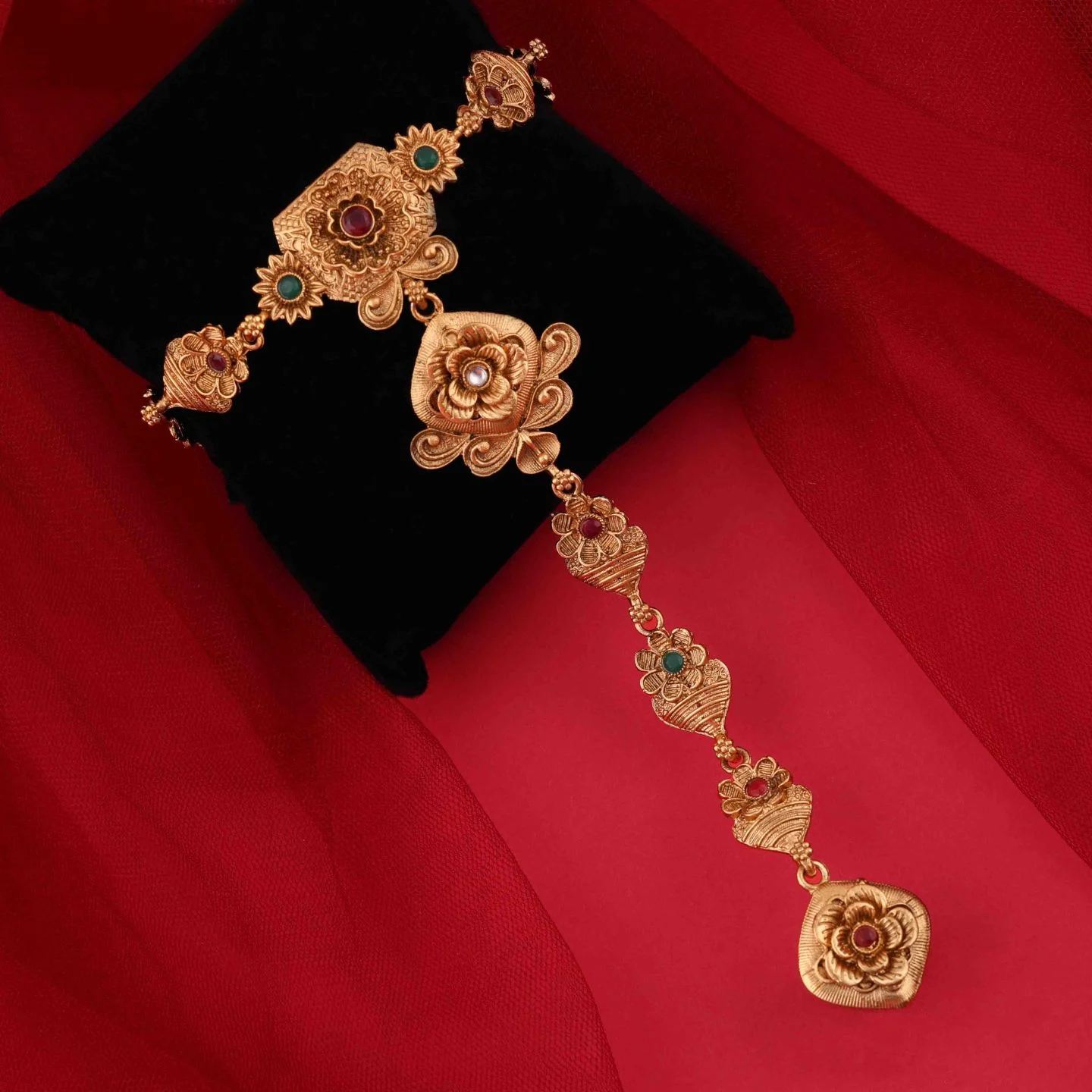 Ethnic Gold Hand Bracelet - Image 2