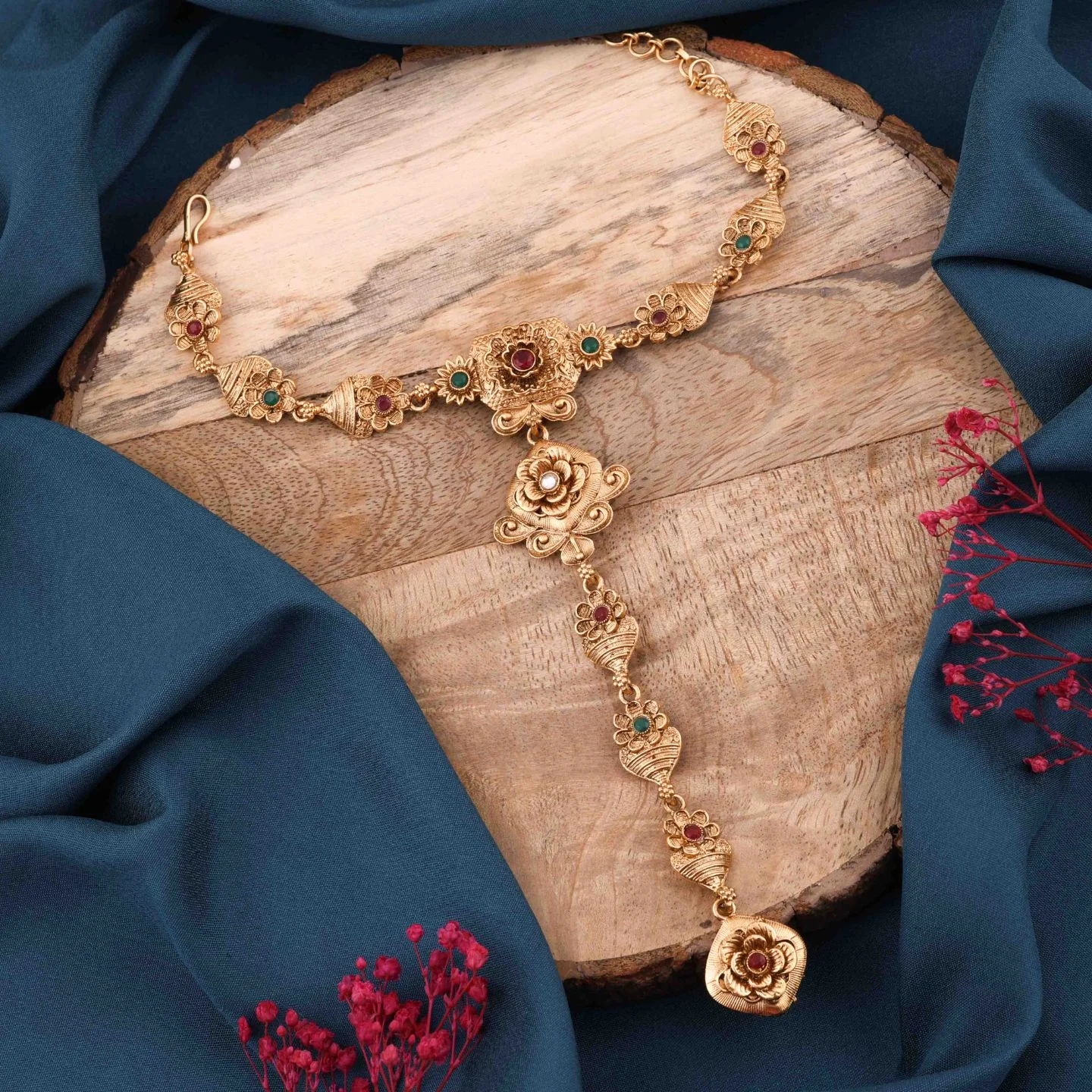 Ethnic Gold Hand Bracelet