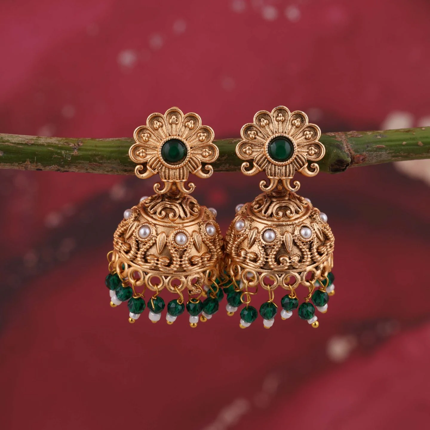 Premium Gold Statement Jhumkas - Image 2