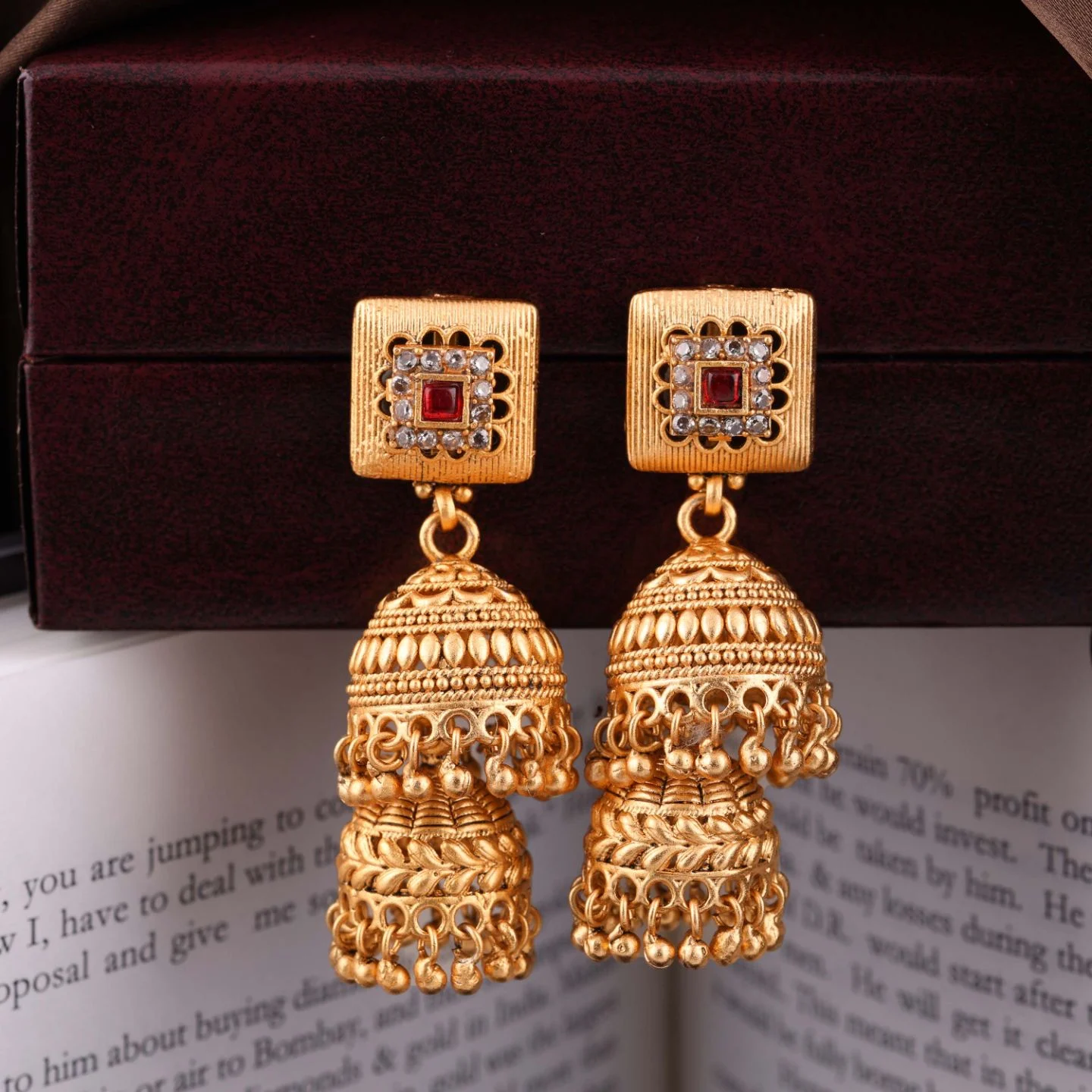 Antique Finish Gold Jhumkas