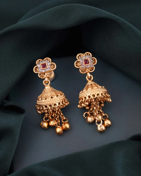Floral Designer Gold Jhumkas