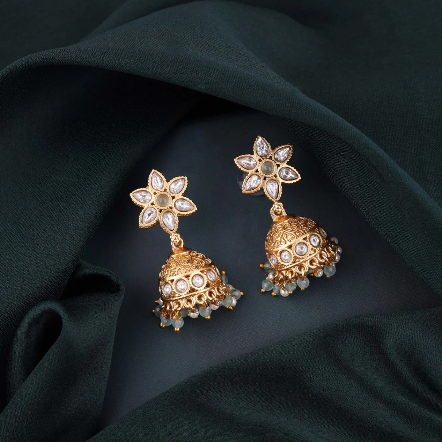 Elegant Festival Gold Jhumkas - Image 2