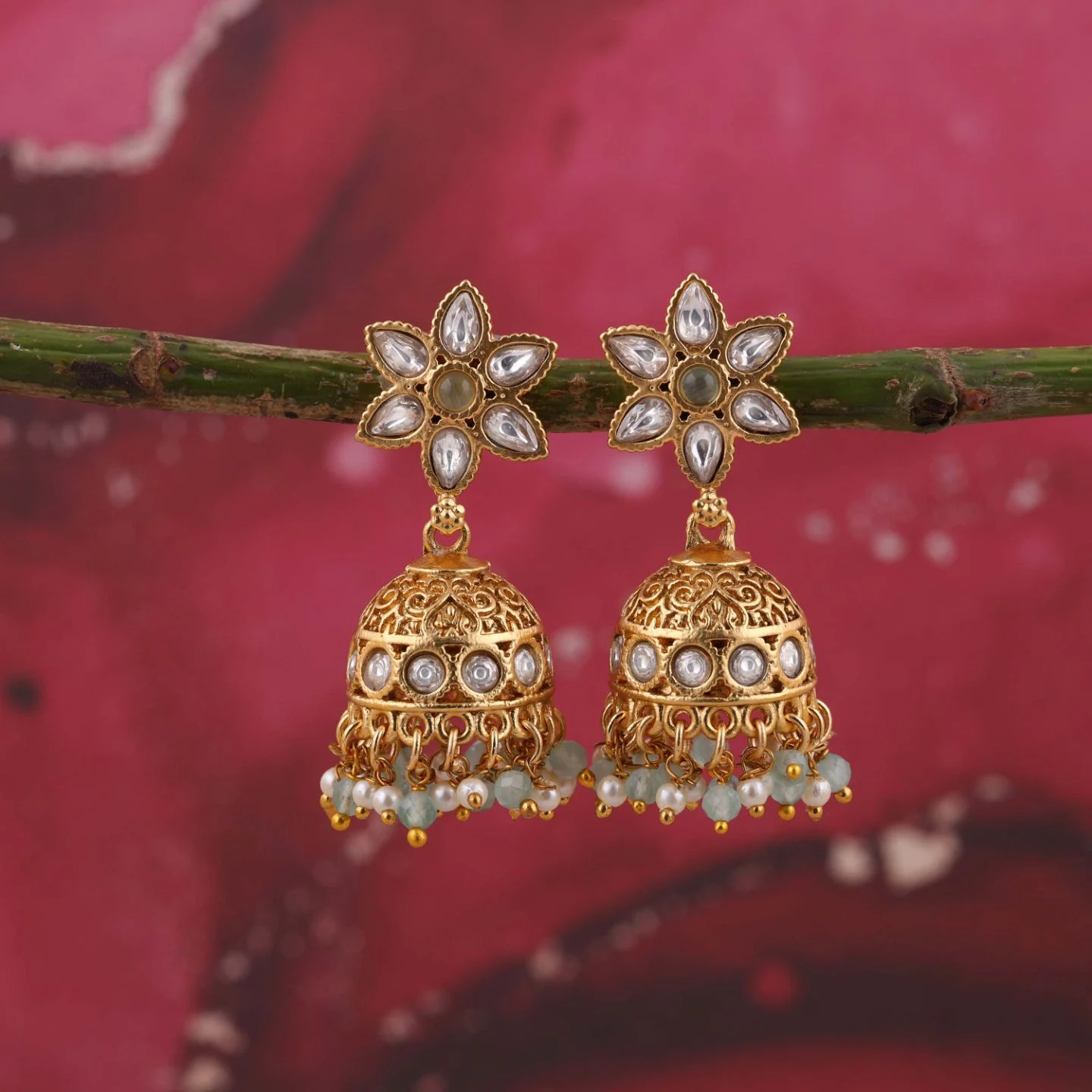 Elegant Festival Gold Jhumkas - Image 3