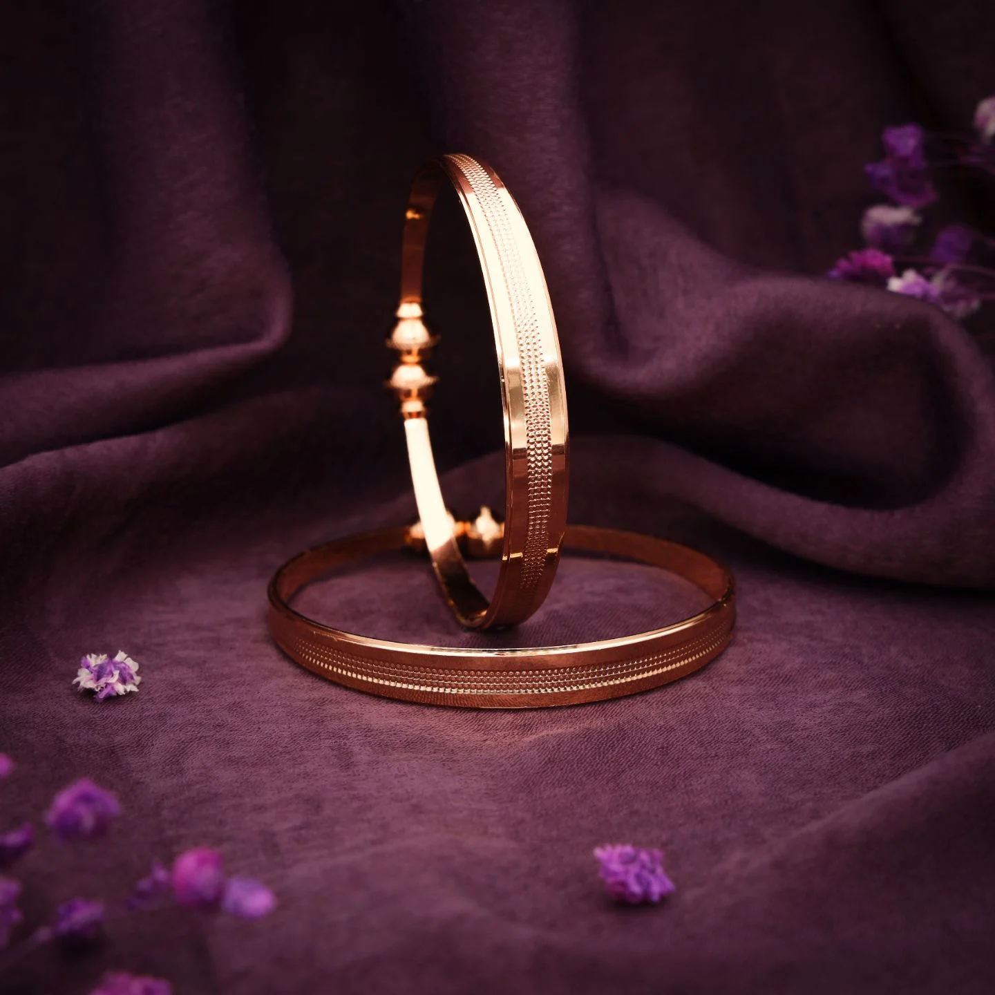 Elegant Textured Gold Bangles - Image 4