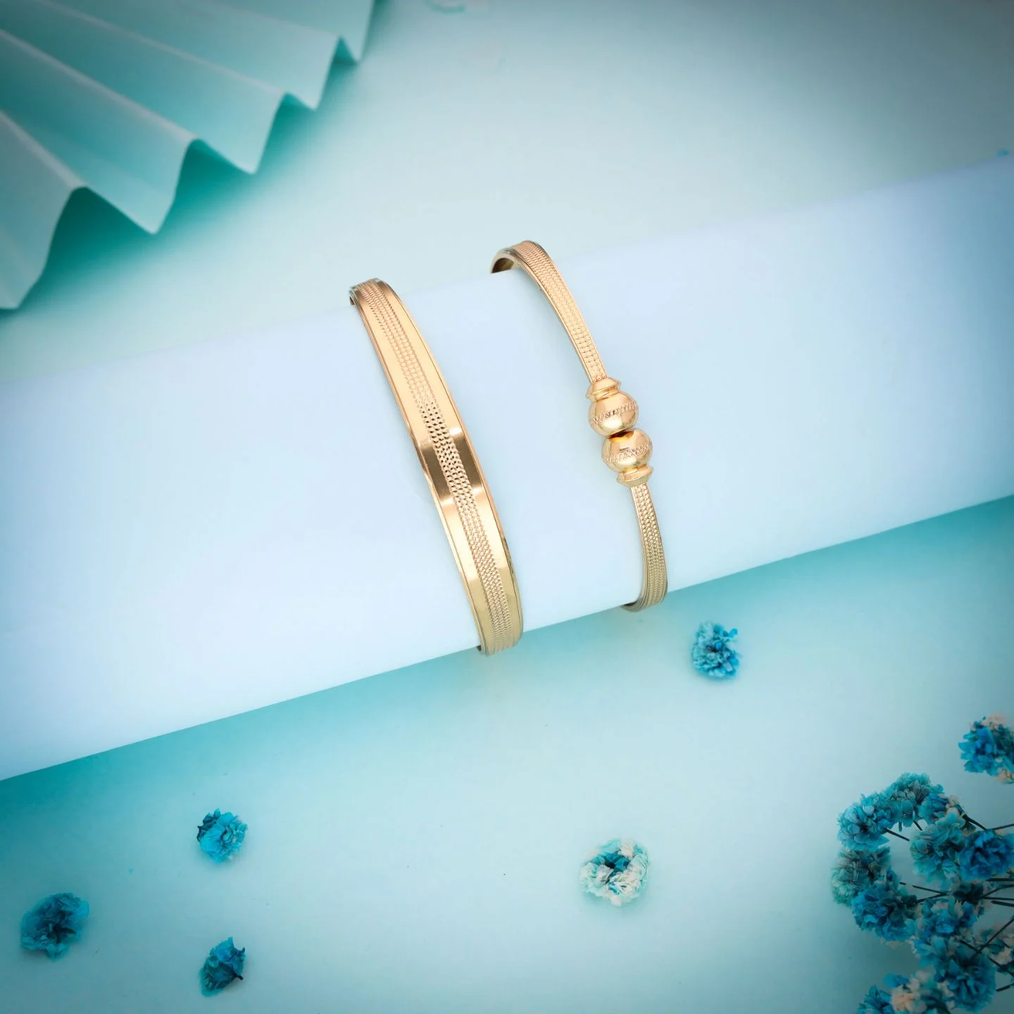 Elegant Textured Gold Bangles - Image 6
