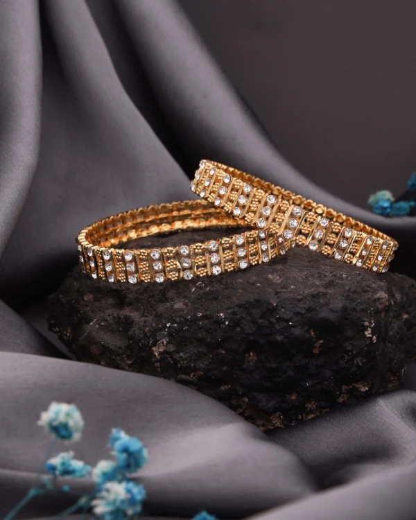 Diamond Look Gold Bangle Set