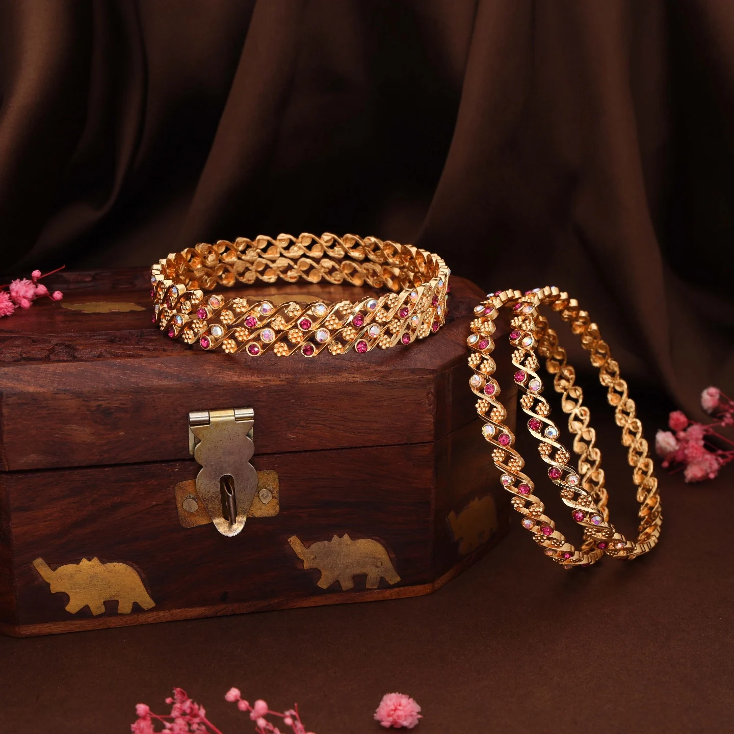 Classic Stone Gold Bangles - Image 6