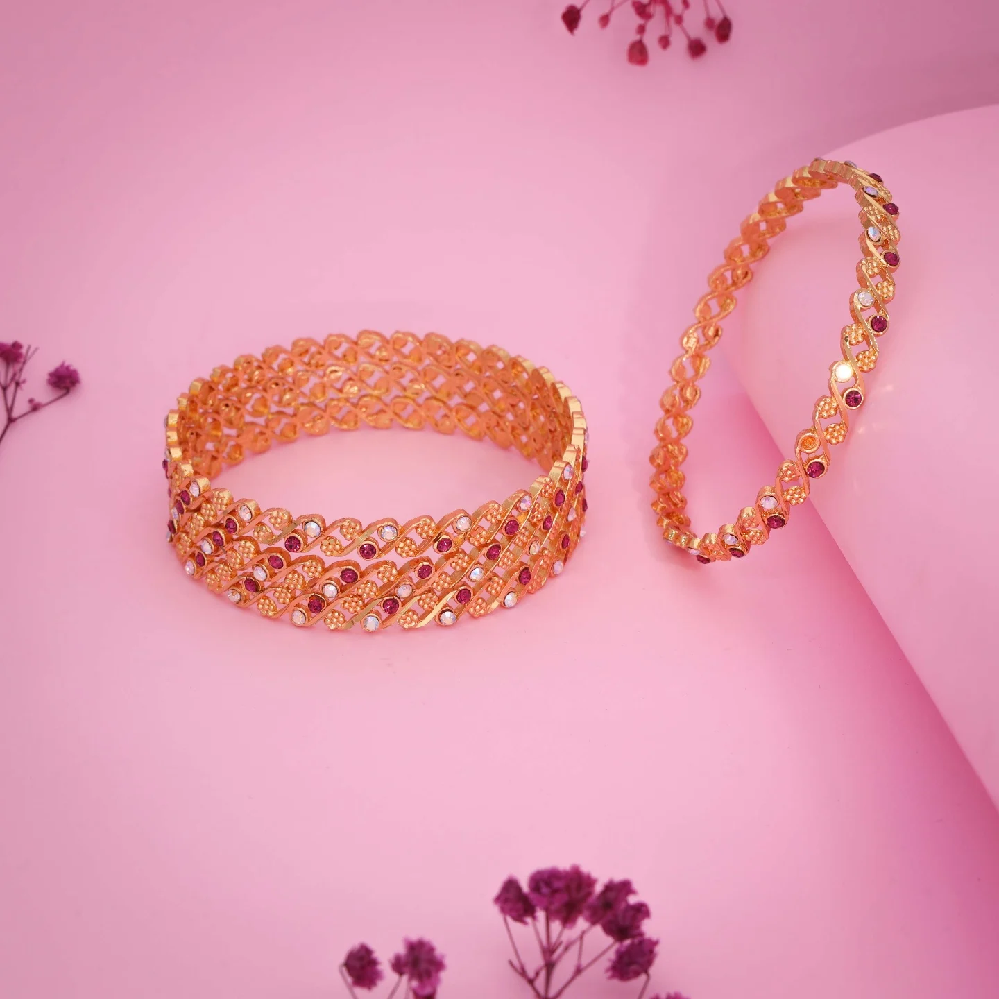 Classic Stone Gold Bangles - Image 4