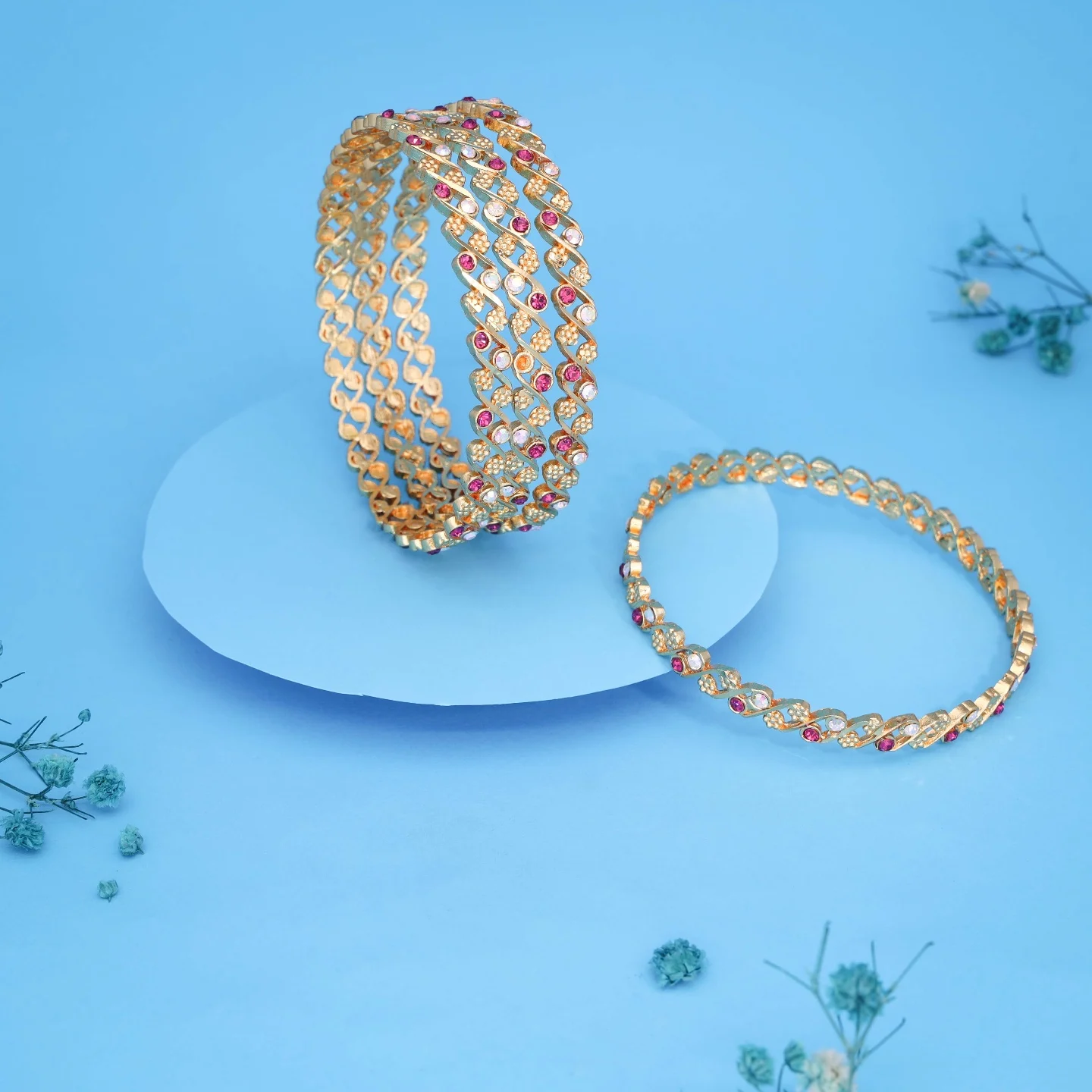 Classic Stone Gold Bangles - Image 3