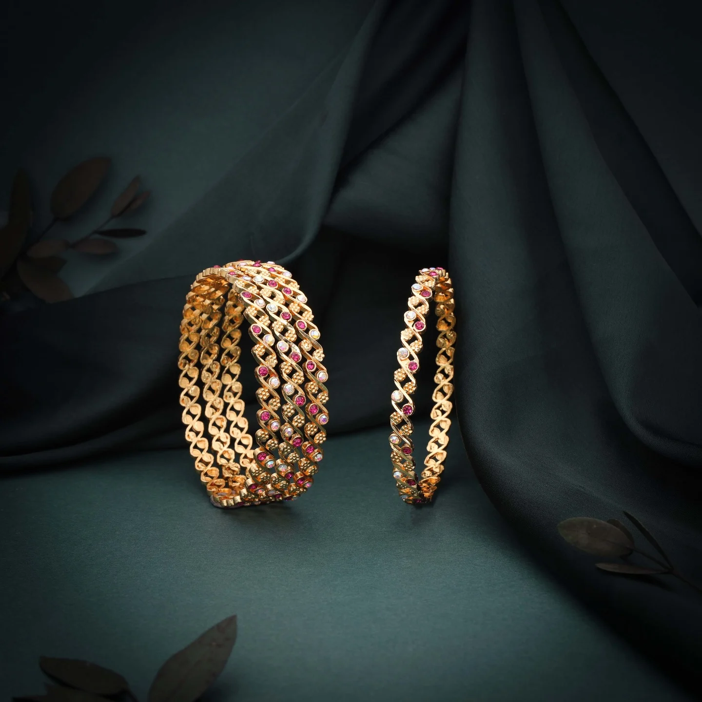 Classic Stone Gold Bangles