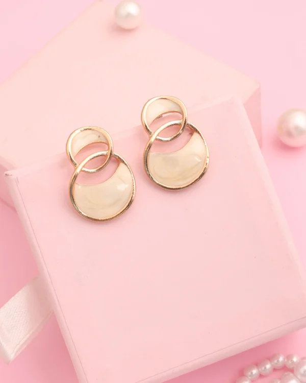 Rose Gold Double Circle Stud Earrings