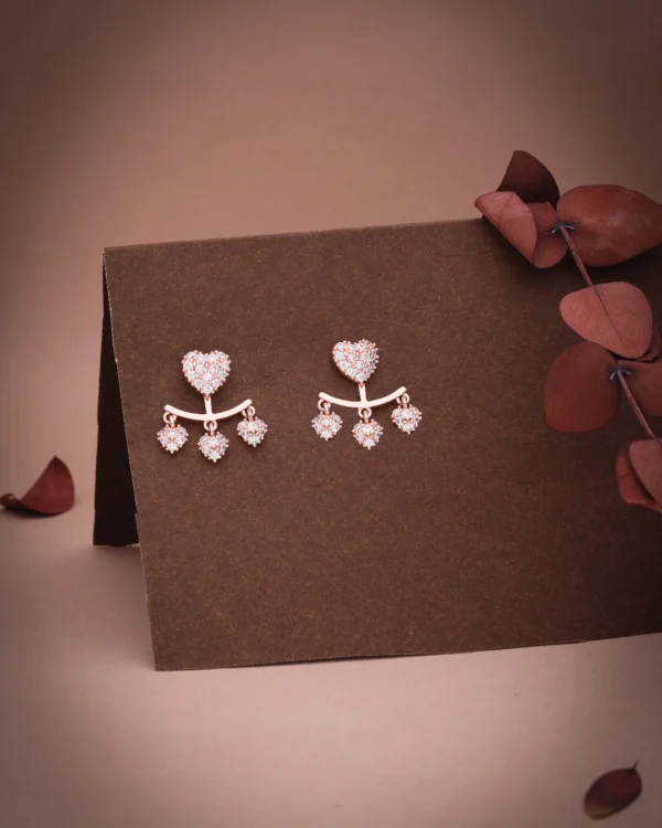 Rose Gold Heart Charm Earrings