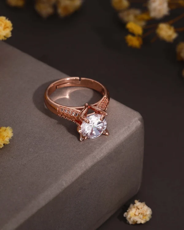 Royal Rose Gold CZ Designer Ring