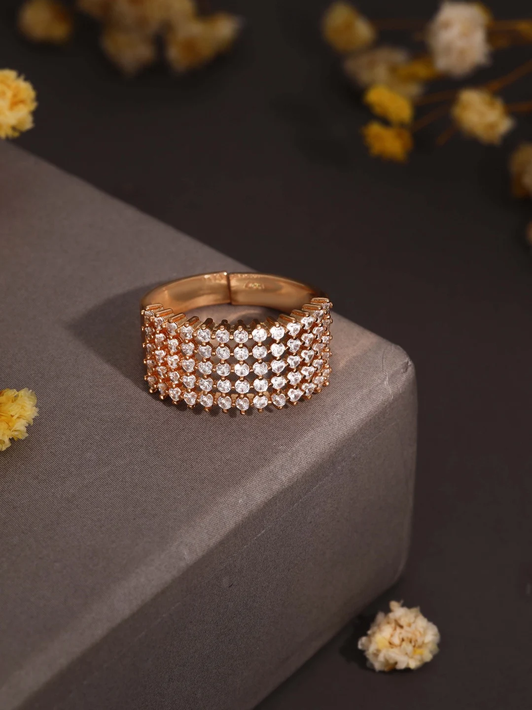 Rose Gold Diamond Look Ring - Image 2