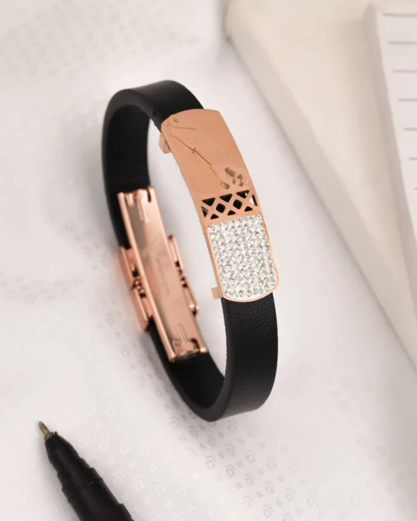 Rose Gold Crystal Accent Silicone Bracelet