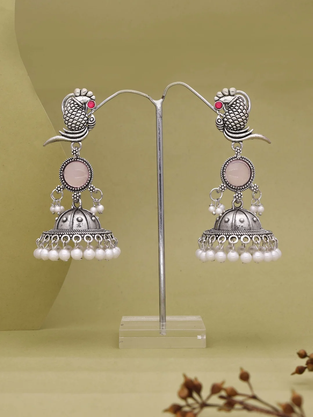 Traditional Silver Jhumka Earrings - Image 4