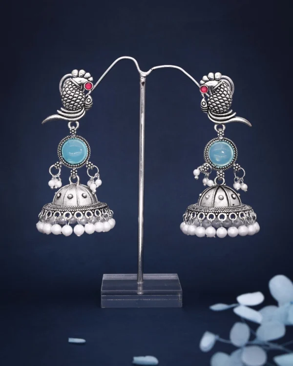 Silver Finish Jhumka Earrings