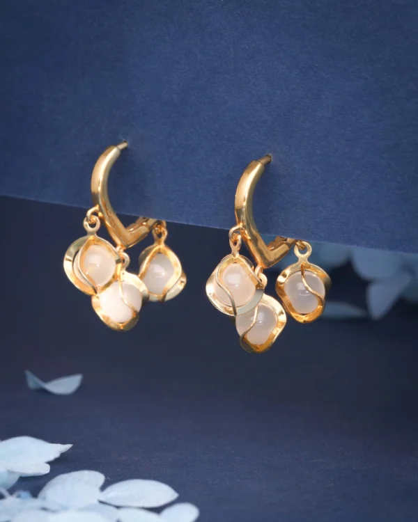 Golden Moon Charm Hoops