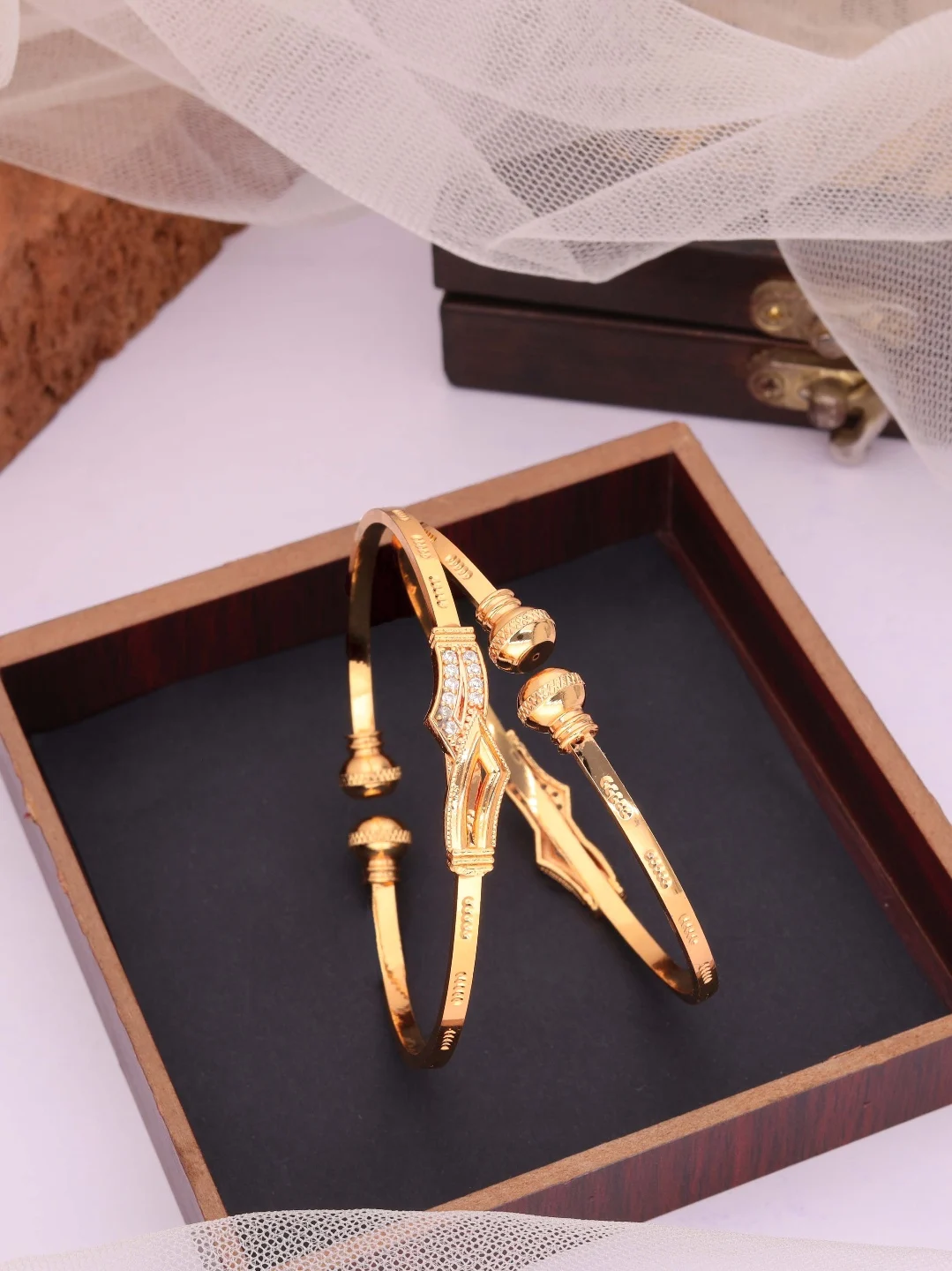 Gold Bloom Crystal Bangle - Image 2